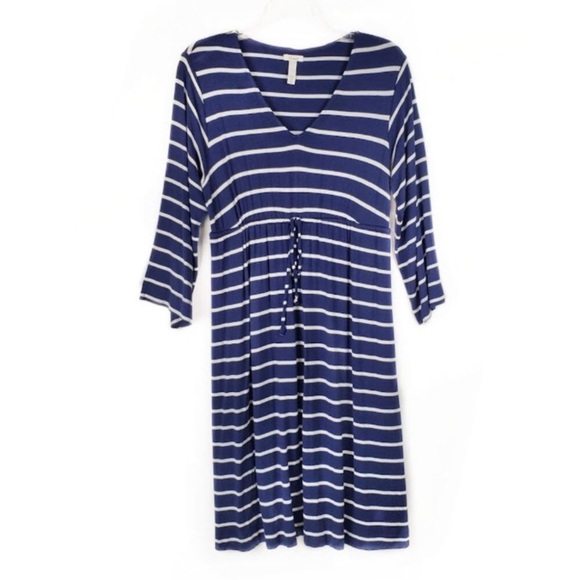 SOMA Soft Jersey Drawstring Fundamental Stripe Dress - Picture 5 of 13